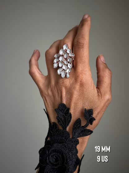 Anello artigianale in rame con Quarzo Herkimer naturale, misura 9 US – Ebbijoux