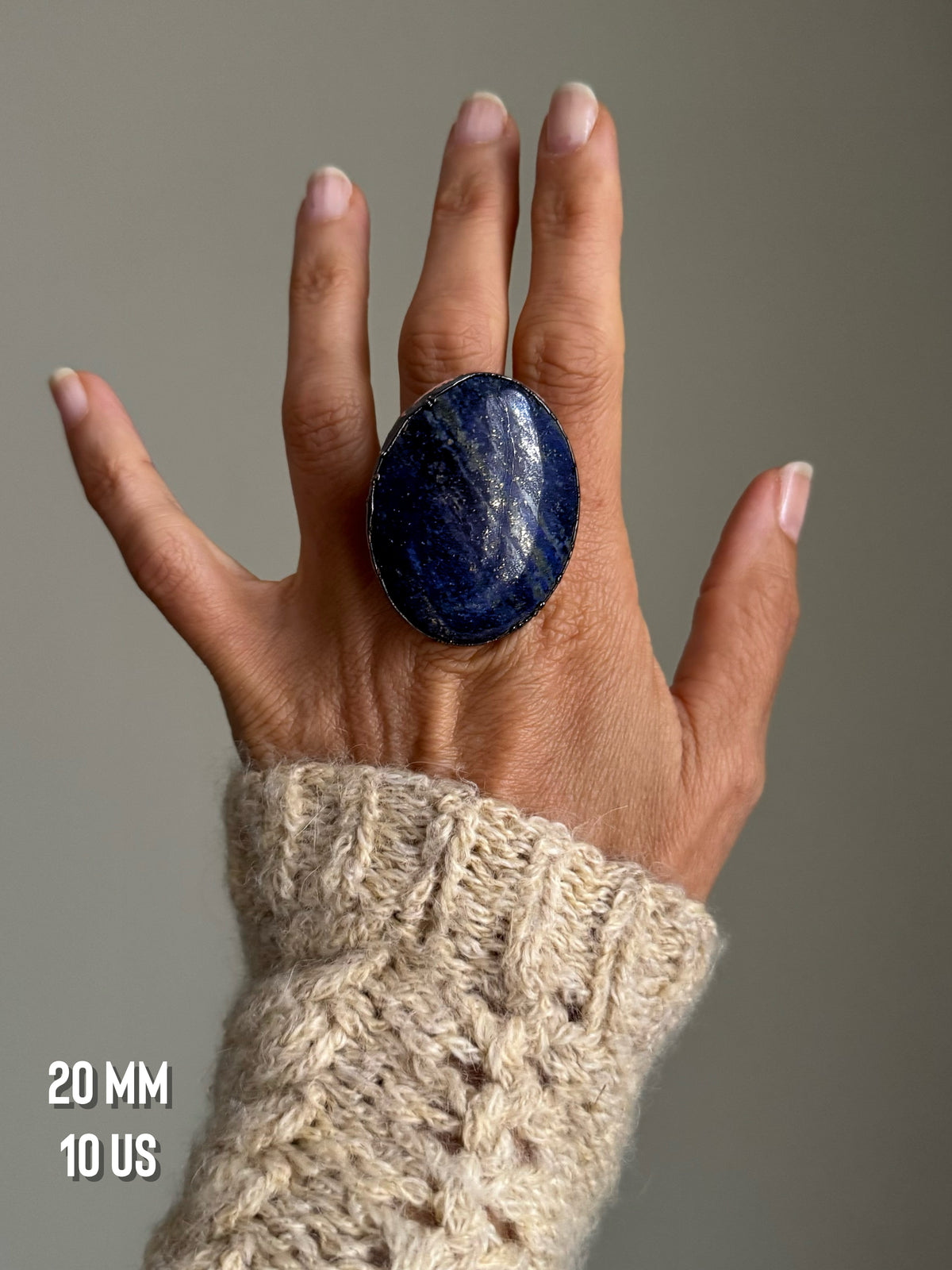 Anello ovale in rame con lapislazzuli — Misure 7, 8 e 10 US