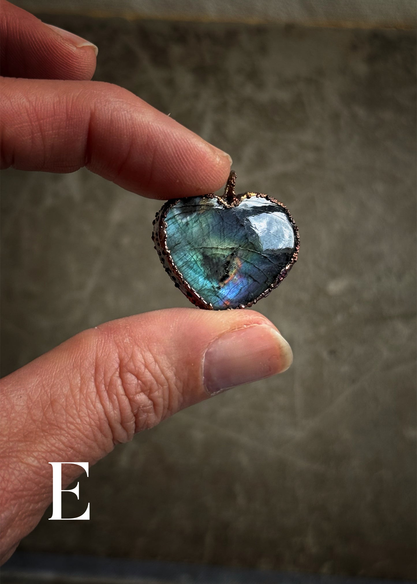 Copper labradorite heart necklace - Handmade pendant with custom chain