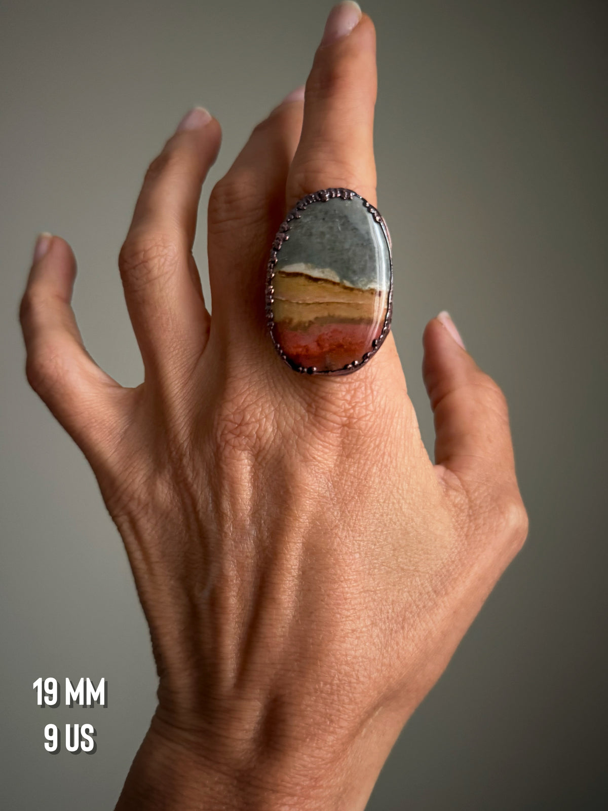 Anello con Diaspro variegato — Misure 8-9-10us