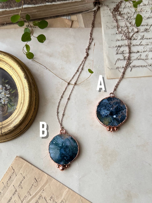 Ciondolo in rame in Agata muschio