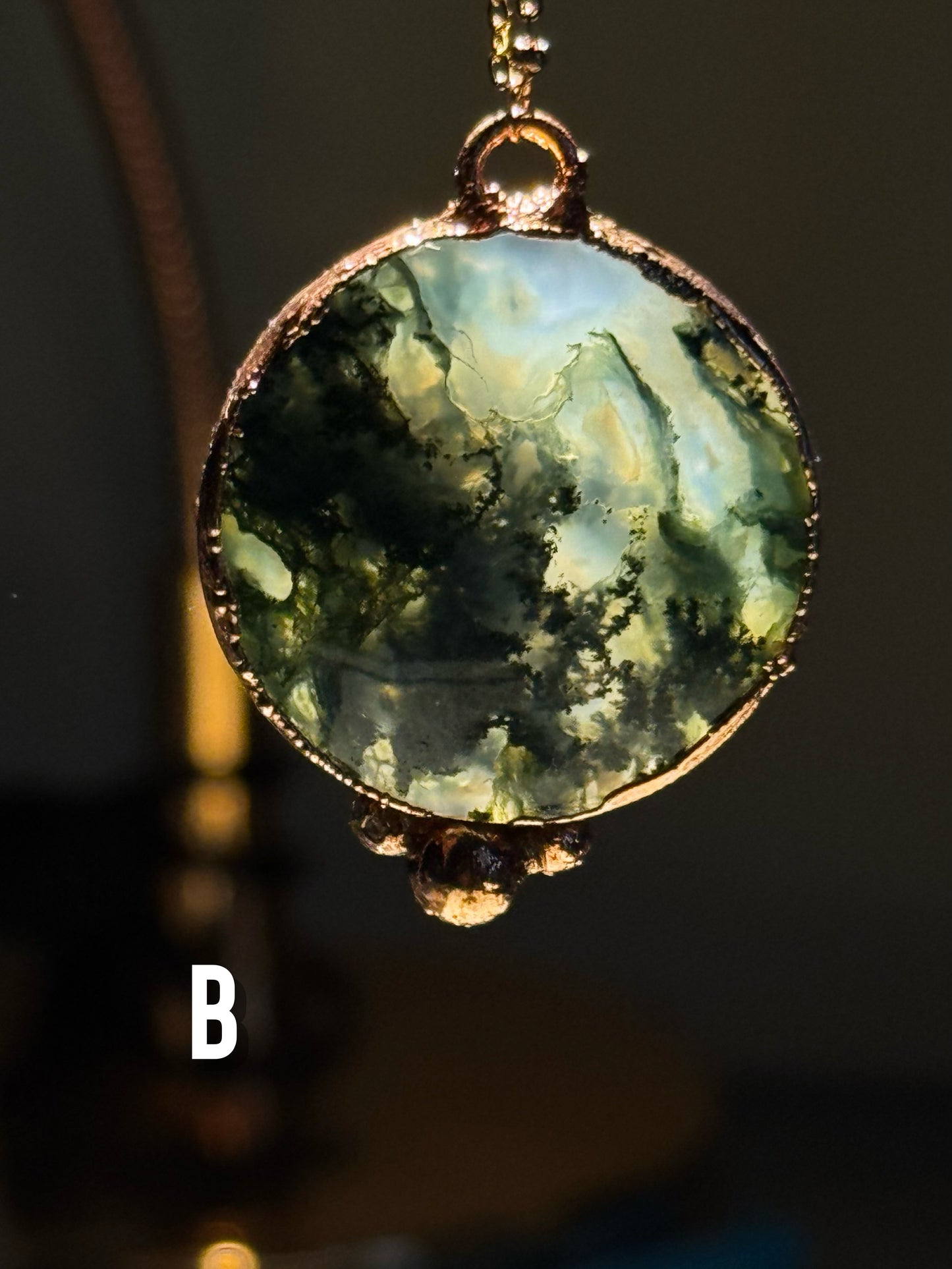 Ciondolo in rame in Agata muschio