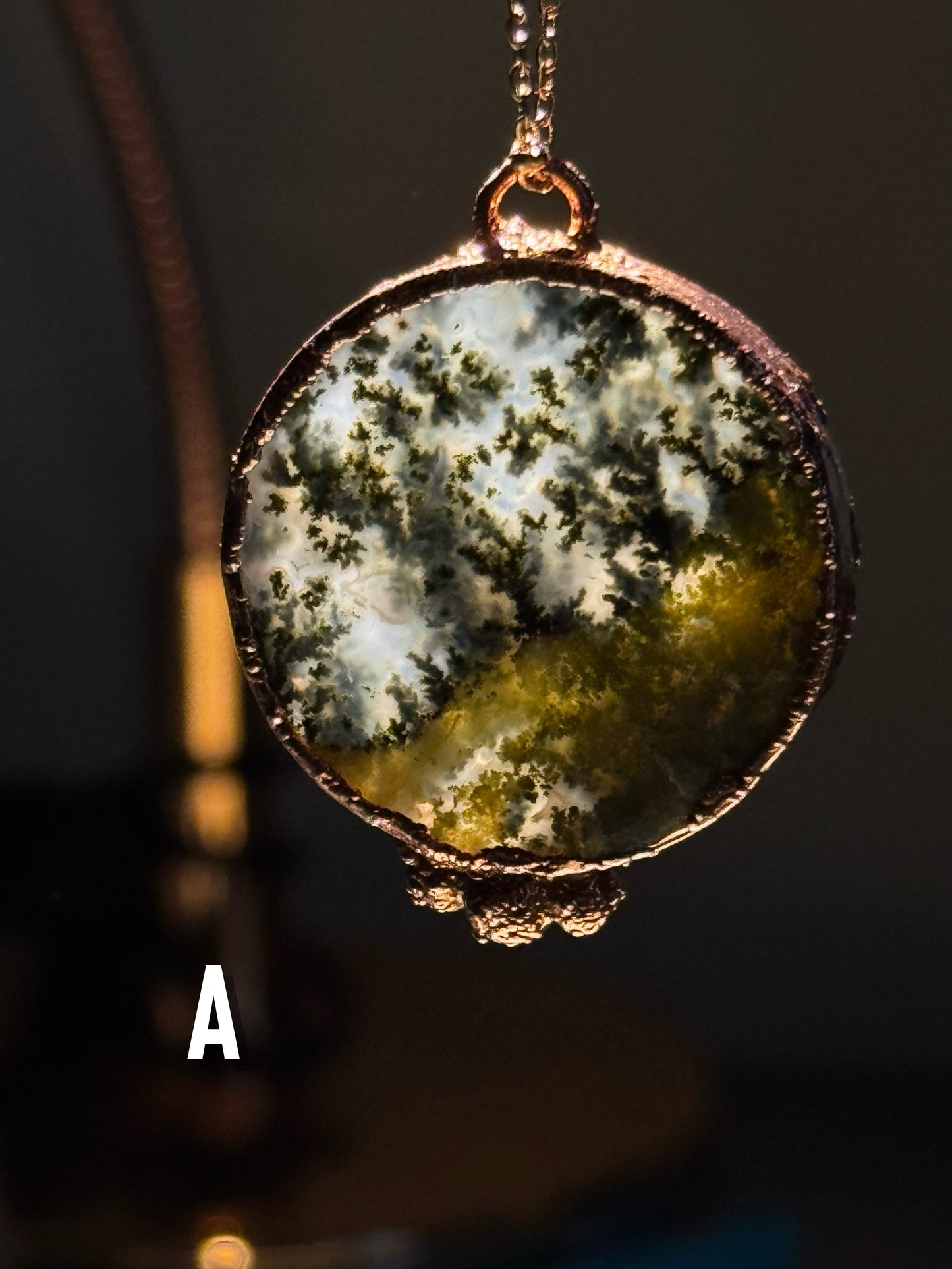 Ciondolo in rame in Agata muschio