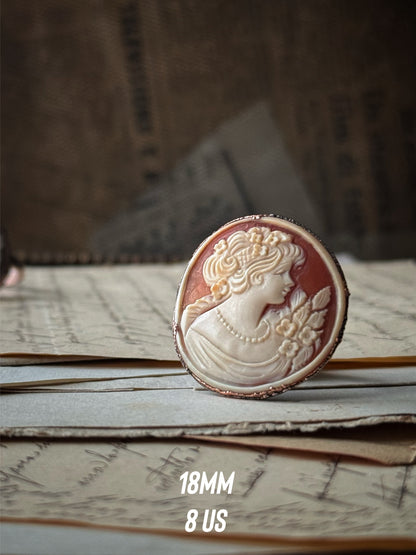 Antique Copper Cameo Ring - Sizes 7-8-9