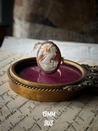 Antique Copper Cameo Ring - Sizes 7-8-9