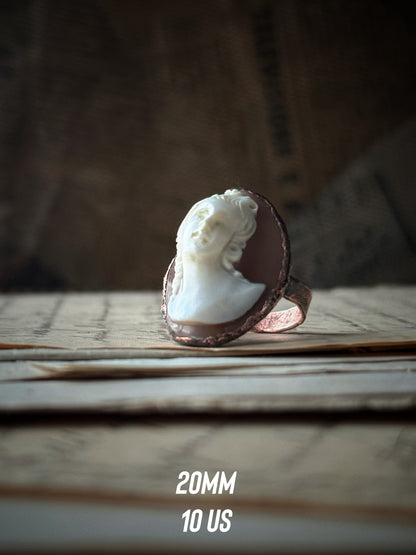 Antique Copper Cameo Ring - Sizes 7-8-9