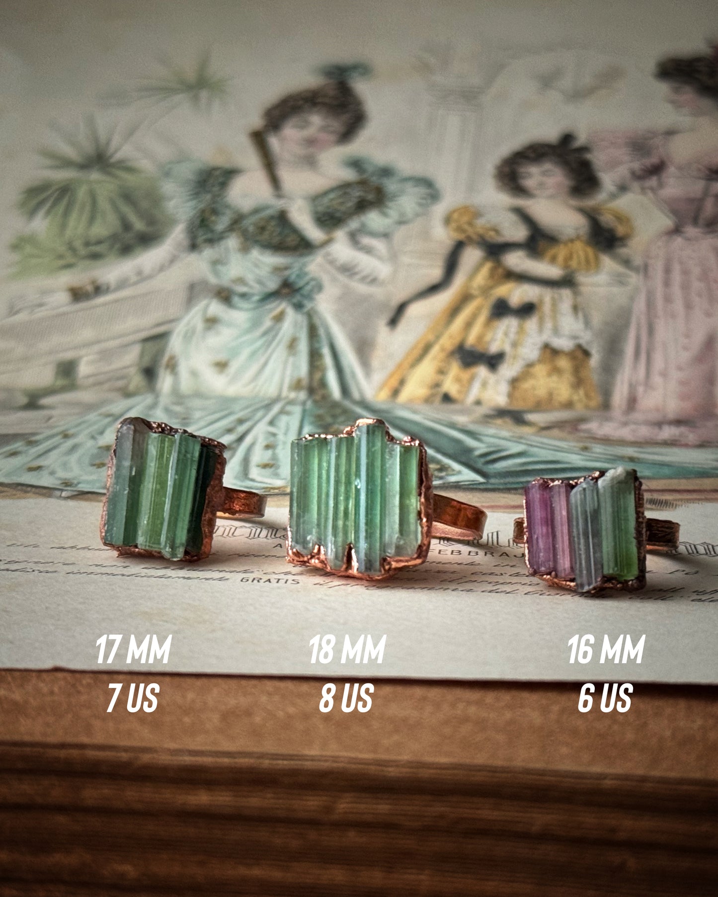 Anello con Tormalina Verde Naturale