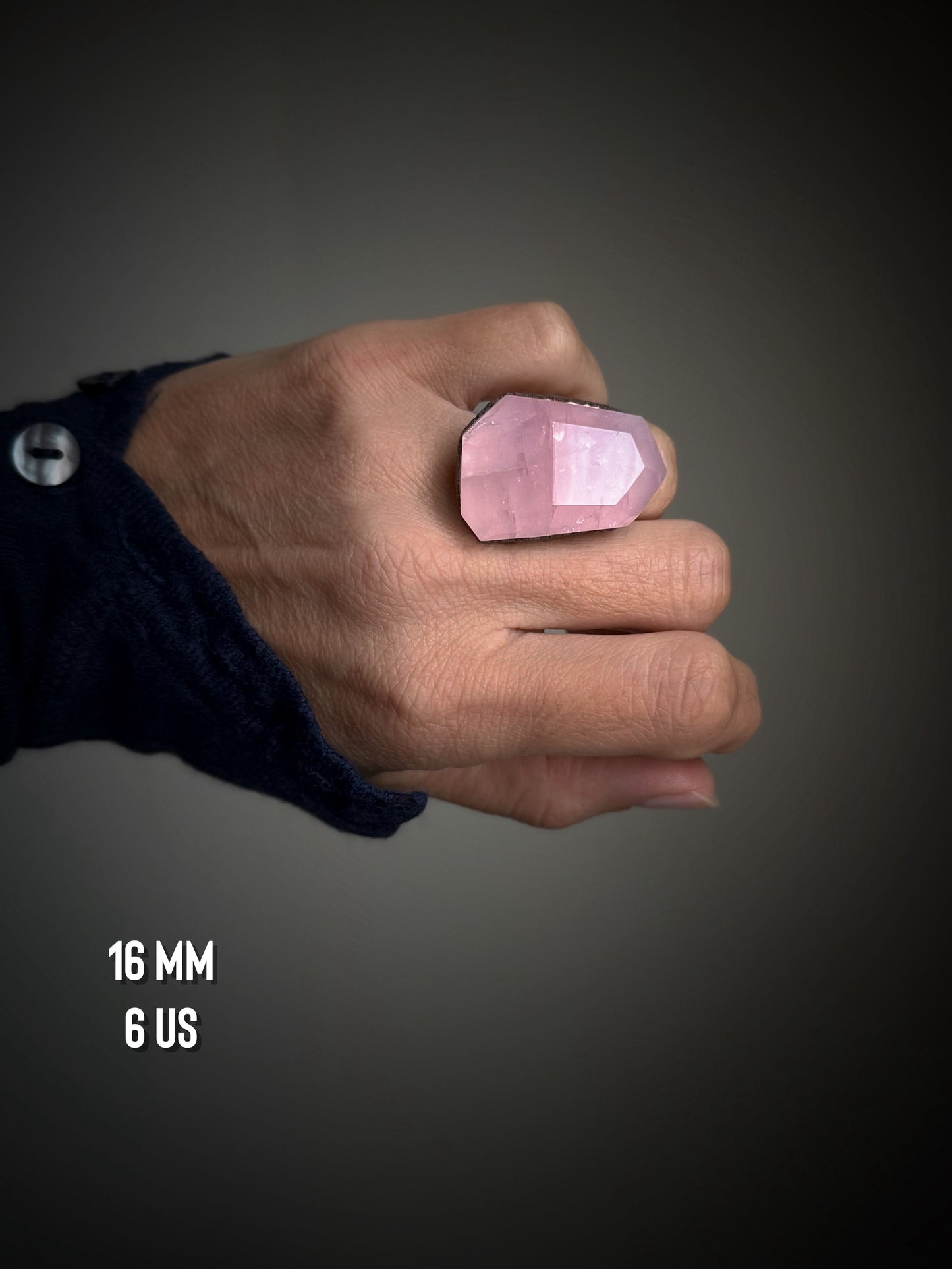 Anello con Quarzo rosa mis.6-7-8