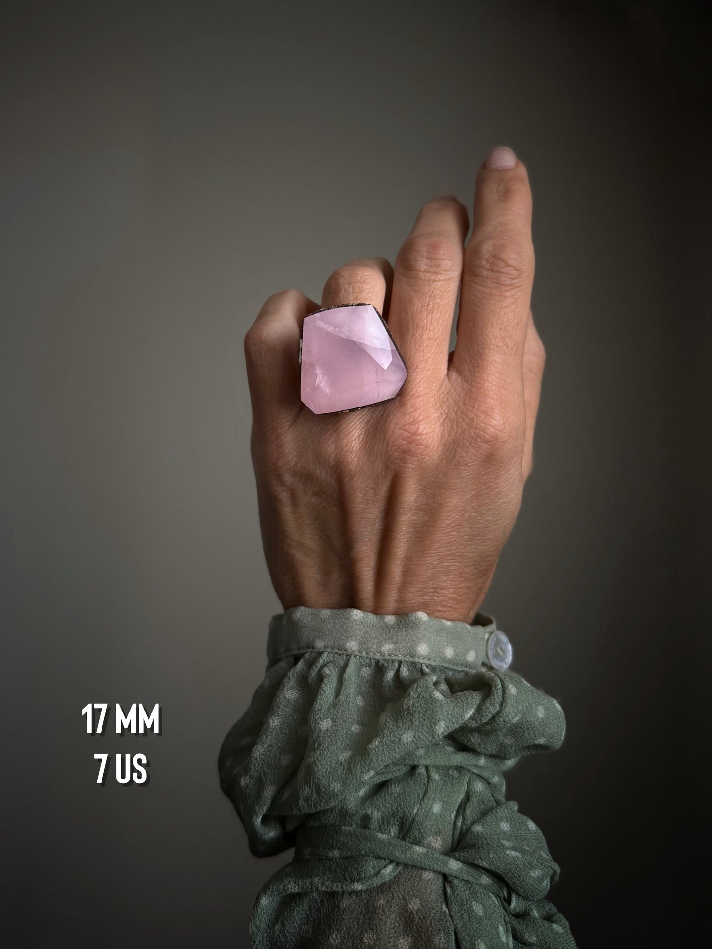 Anello con Quarzo rosa mis.6-7-8