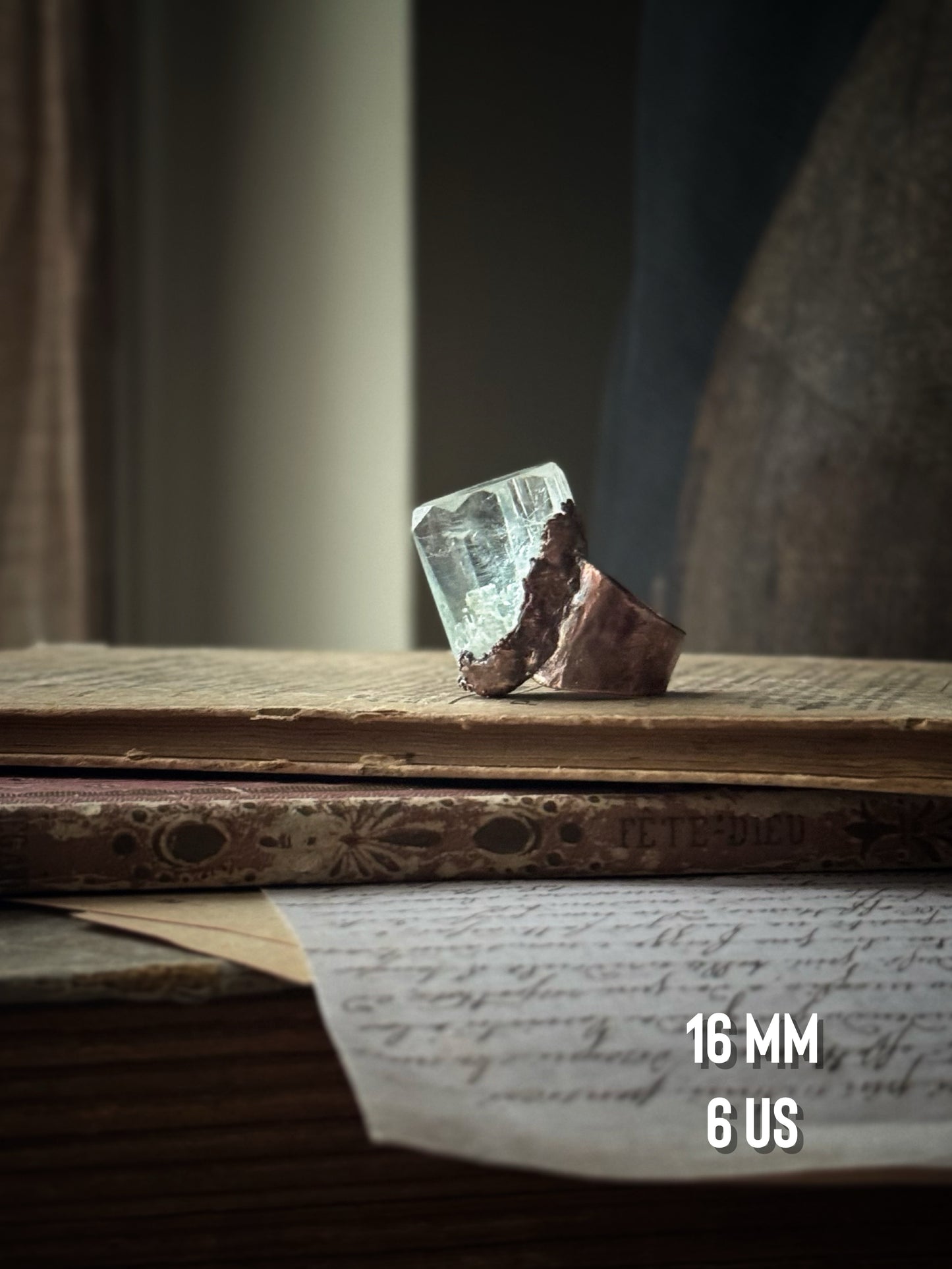 Anelli con acquamarina naturale mis. 4-6-9