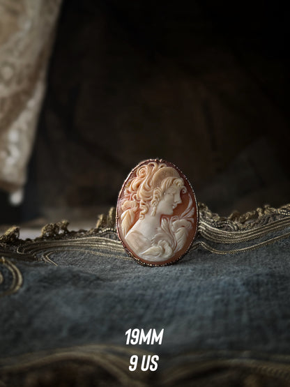 Ring with large antique cameo - sizes 6-8-9-10