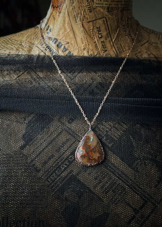 Ciondolo rame con pietra Agata Marina - Montatura Artigianale