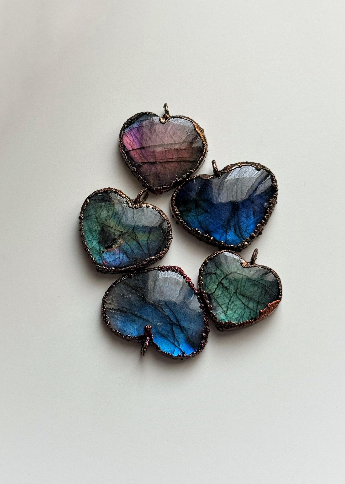 Copper labradorite heart necklace - Handmade pendant with custom chain