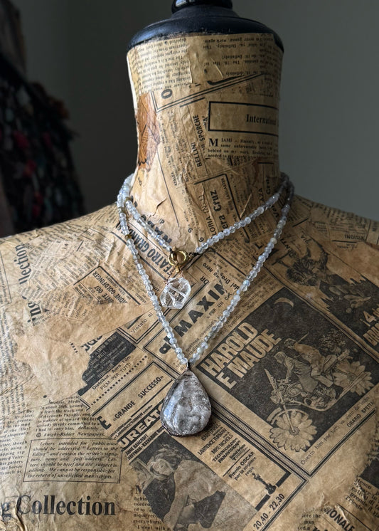 Collana Lunga Lodolite e Labradorite - Gioiello Artigianale unico