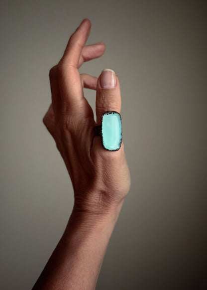Copper Ring with Natural Chalcedony - more size available