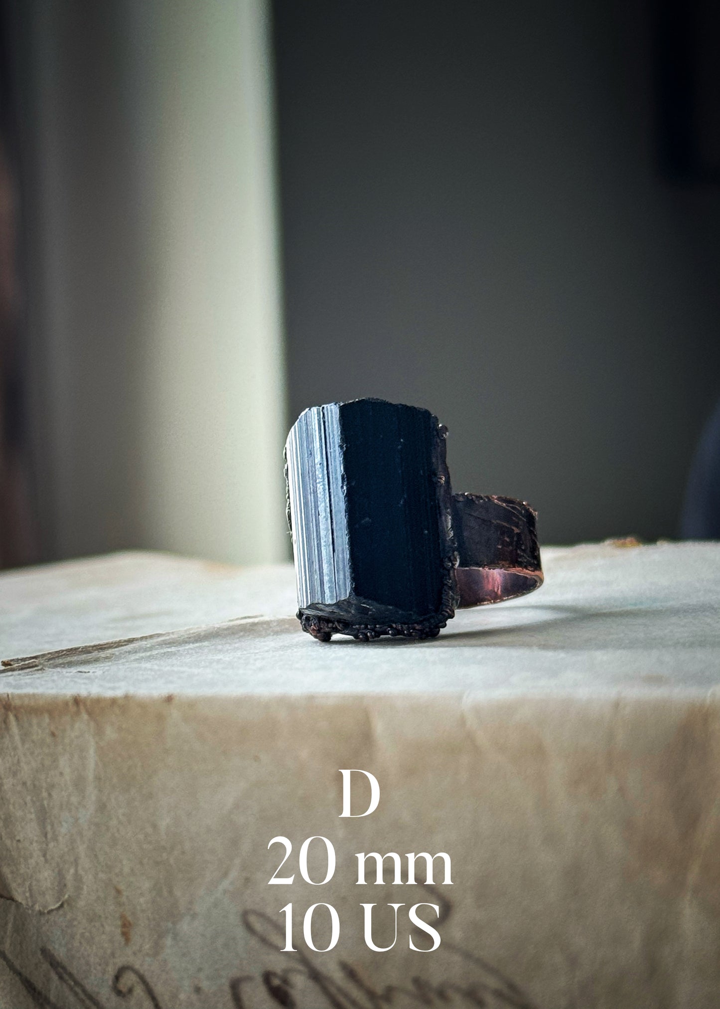 Handmade Copper Ring with Raw Black Tourmaline – Ebbijoux