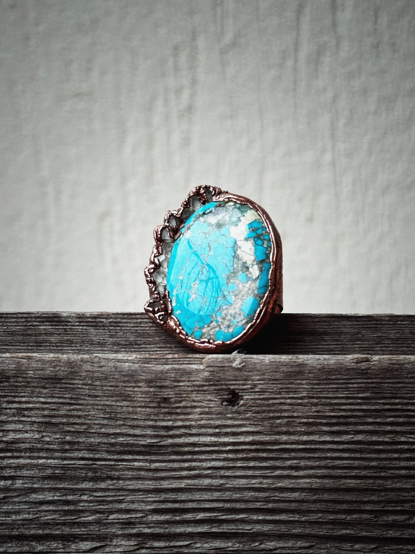Anello con Turchese Arizona ed Herkimer