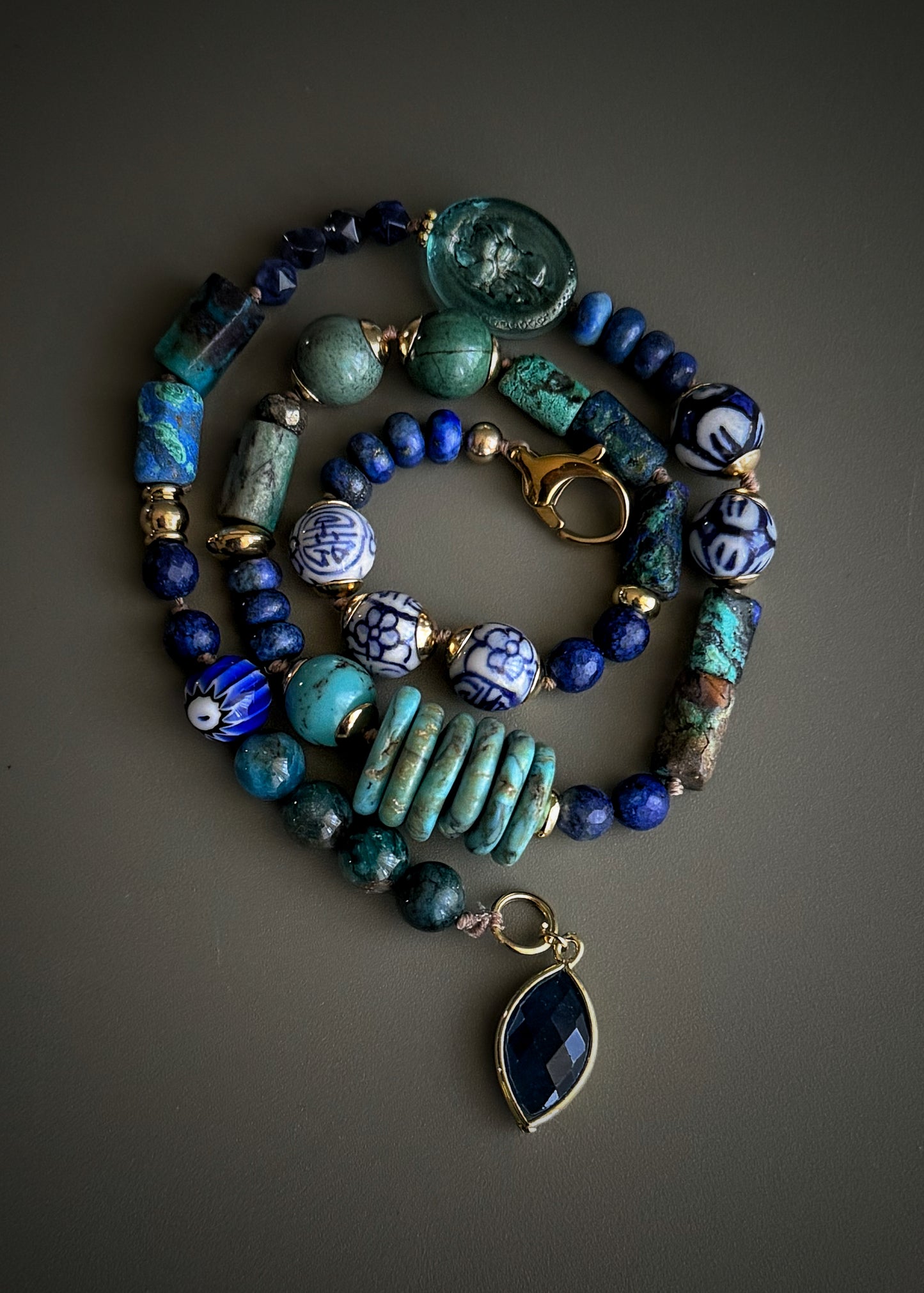 Lapis Lazuli and Natural Stone Bracelet Necklace – Model 20