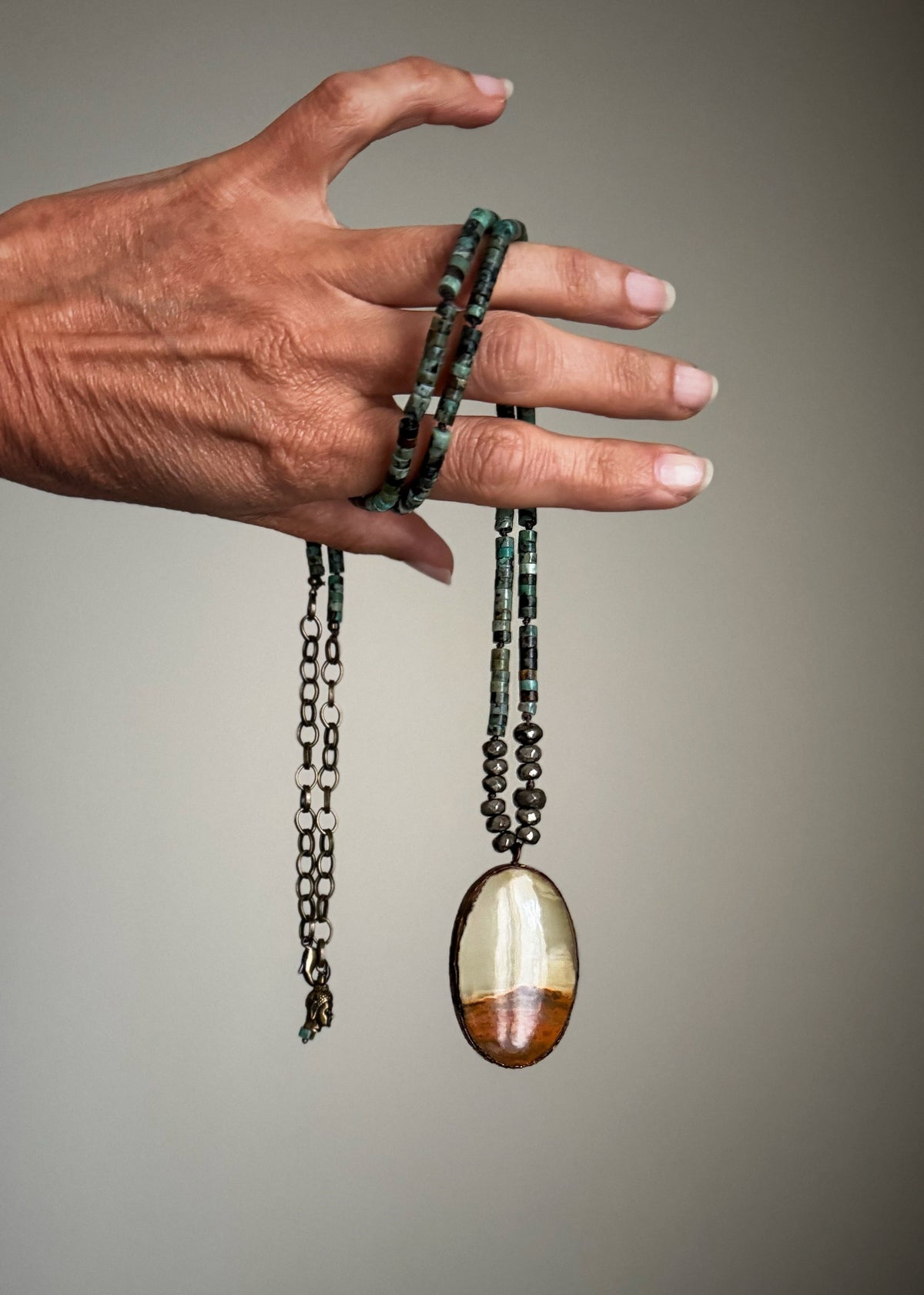 Turquoise Colcite Long African Turquoise Calcite Necklace | 82cm Double – Ebbijoux