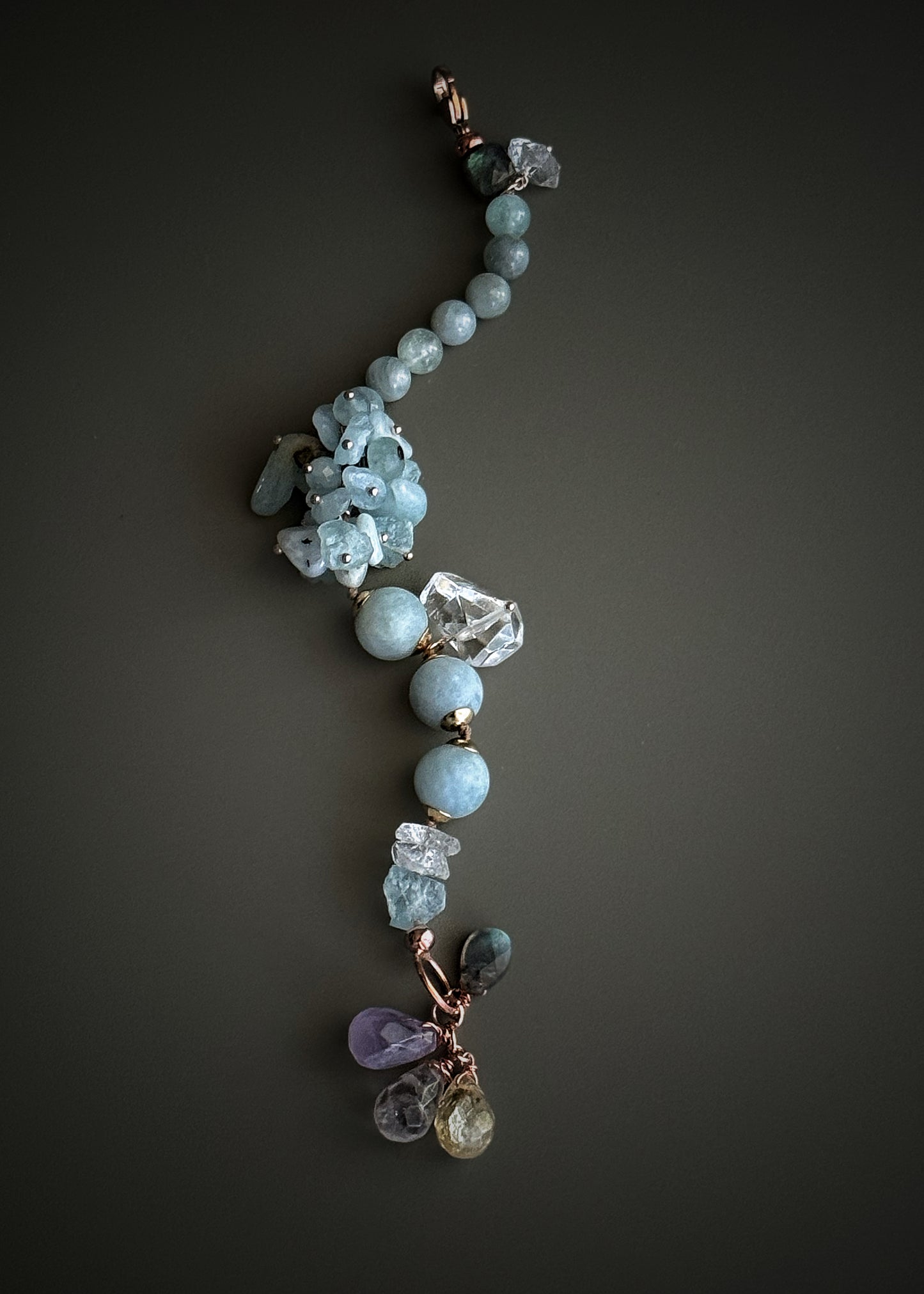 Aquamarine and quartz bracelet - Model 25