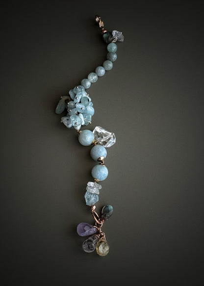 Bracciale con Acquamarina e quarzi - Modello 25