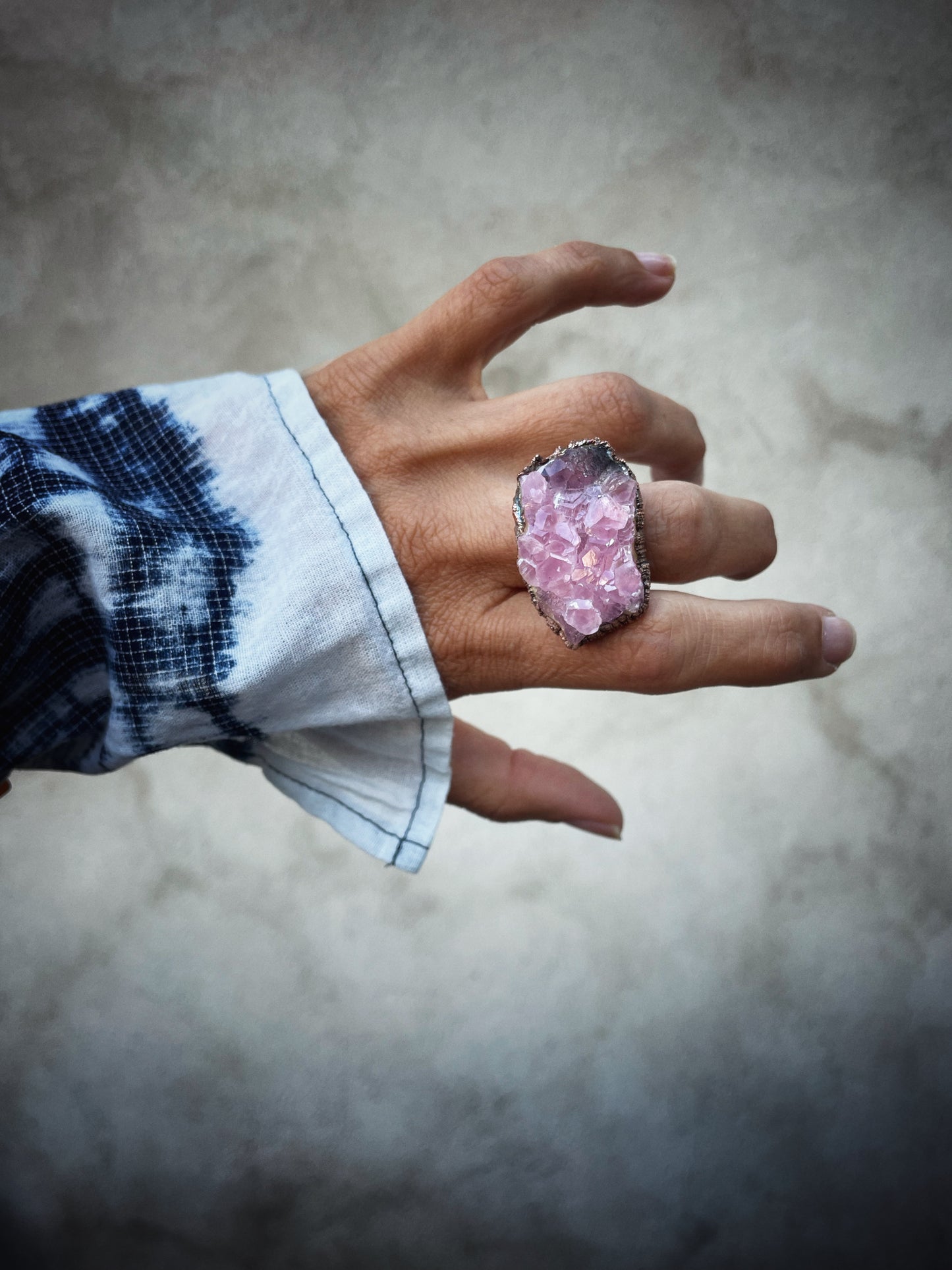 Morganite Raw Stone Ring – One of a Kind | Size 19mm (9US)