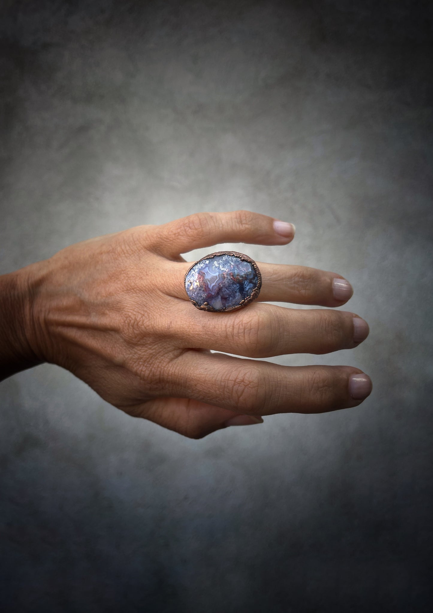 Anello con Agata Muschio mis.6