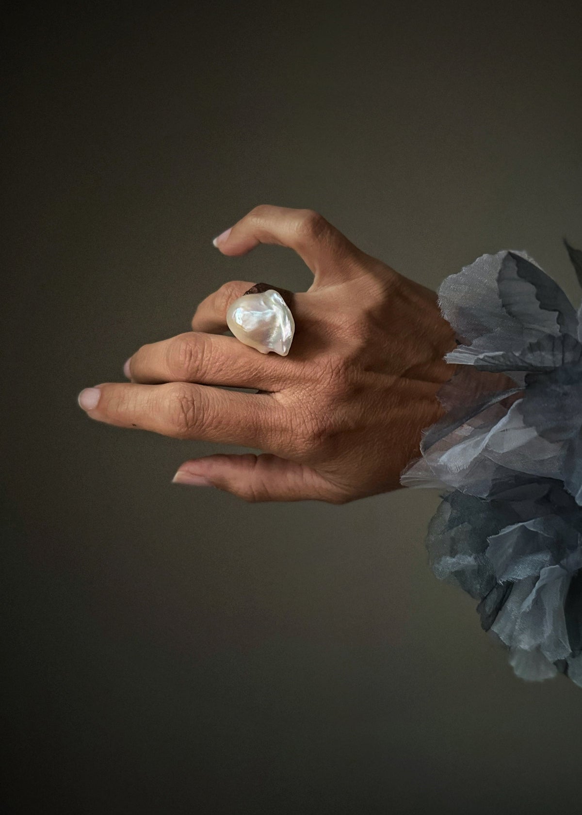 Anelli in rame con perla barocca - Ebbijoux