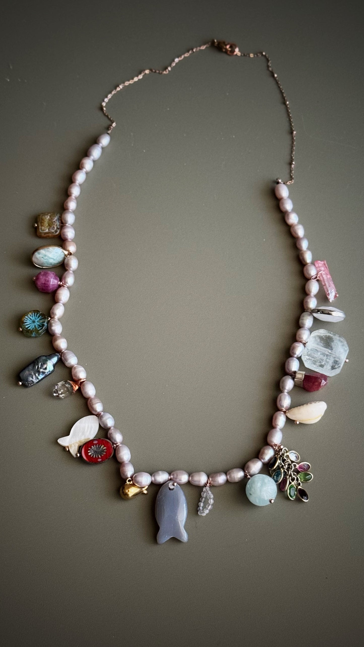 Collana con Perle di Ciondoli preziosi