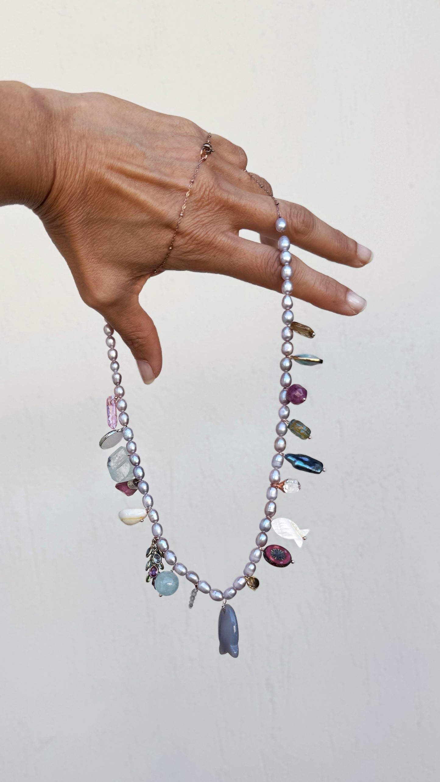 Collana con Perle di Ciondoli preziosi