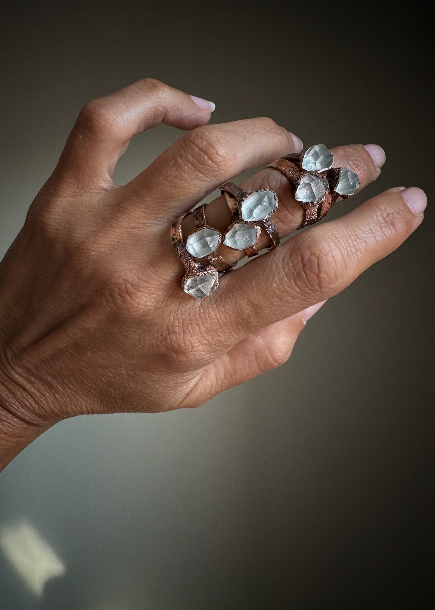 Herkimer Quartz Solitaire Ring | Handmade in Copper