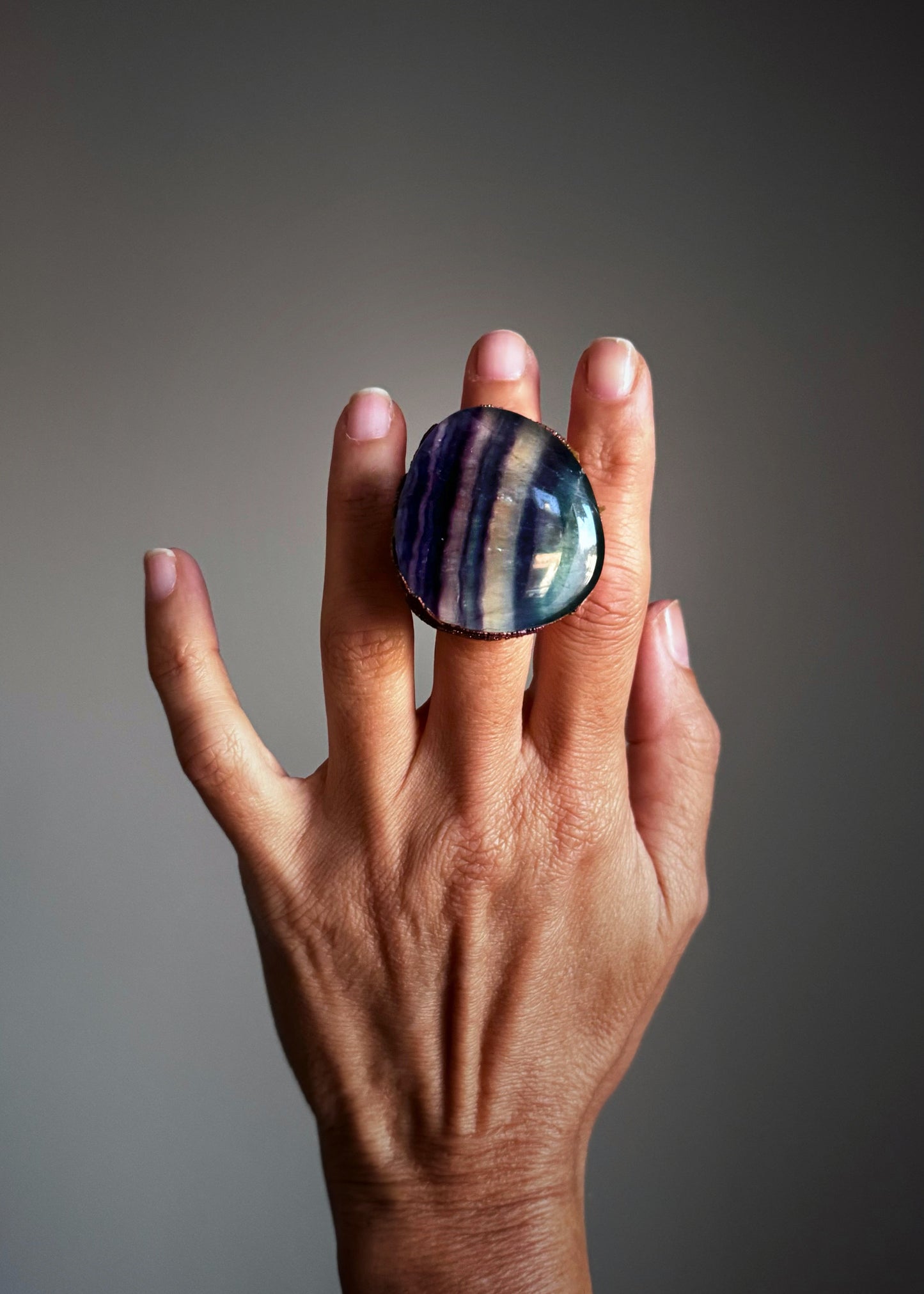 Large Fluorite Statement Ring -  size 7US 