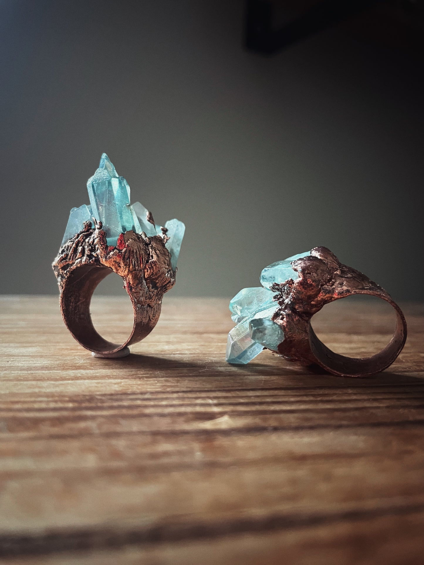 Anello con punte di quarzo aura Mis. 8-9