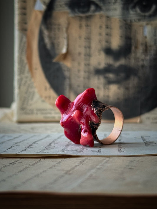 Anello con Corallo Bambù mis.8