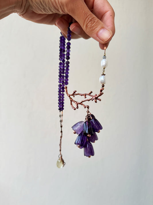 Collana di ametista con grappolo di fiorito