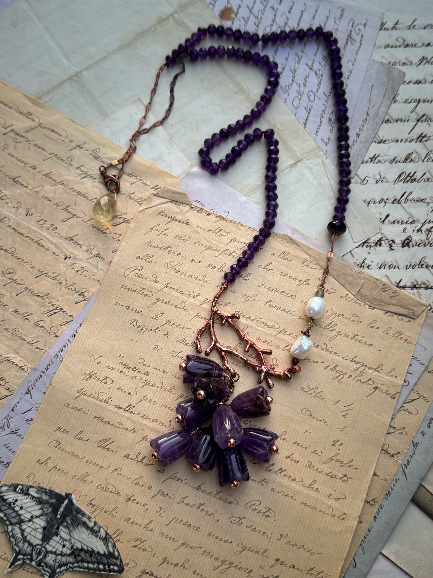 Collana di ametista con grappolo di fiorito