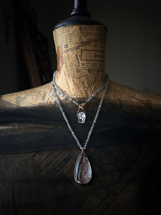 Collana lunga con goccia di Lodolite