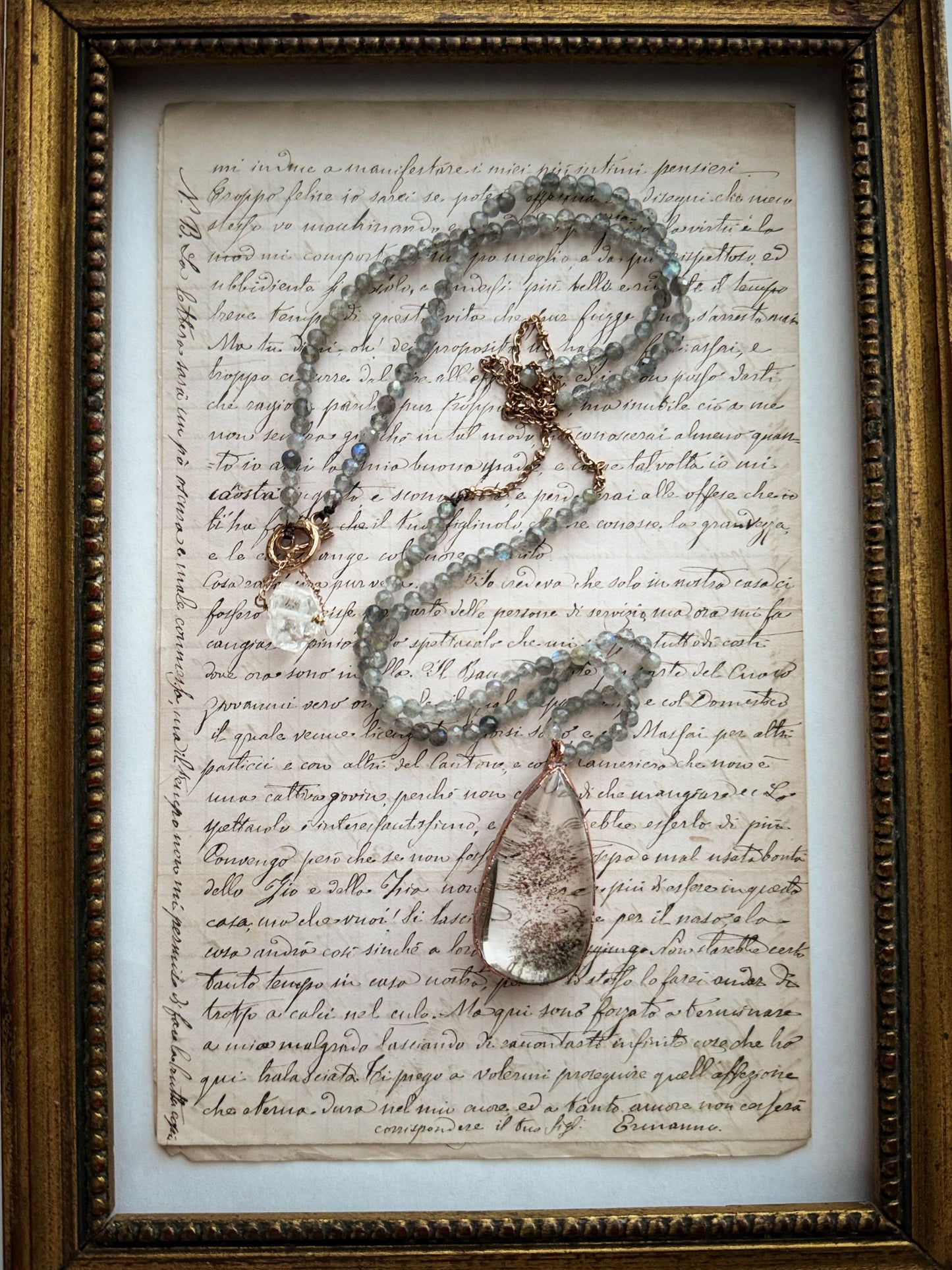 Collana lunga con goccia di Lodolite