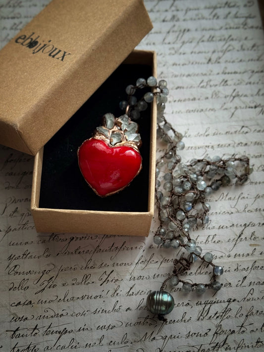 Collana ex voto con pietre di labradorite