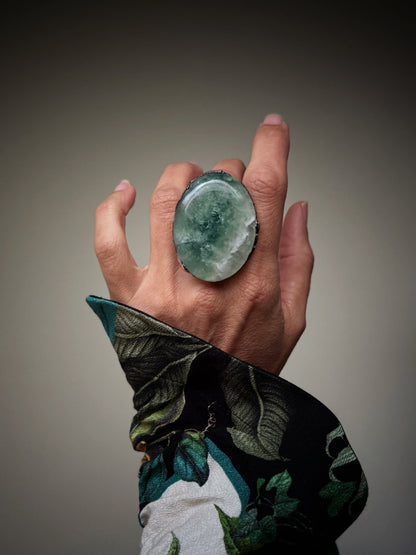 Ring with Green Fluorite Size 10