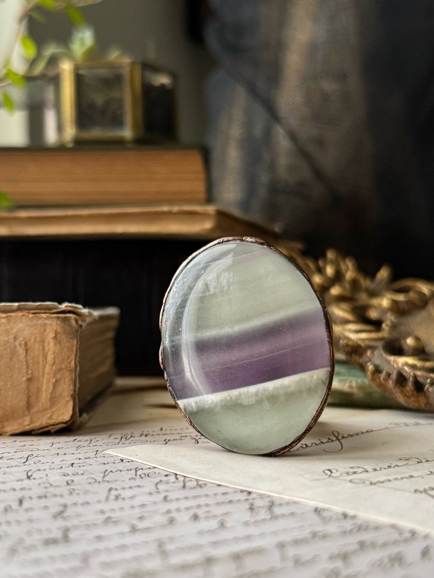 Anello con Fluorite striata
