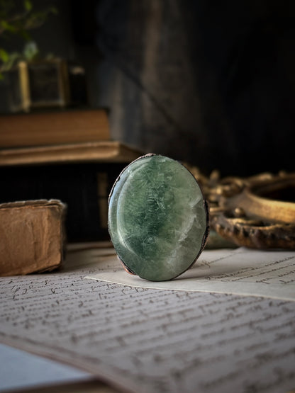 Ring with Green Fluorite Size 10
