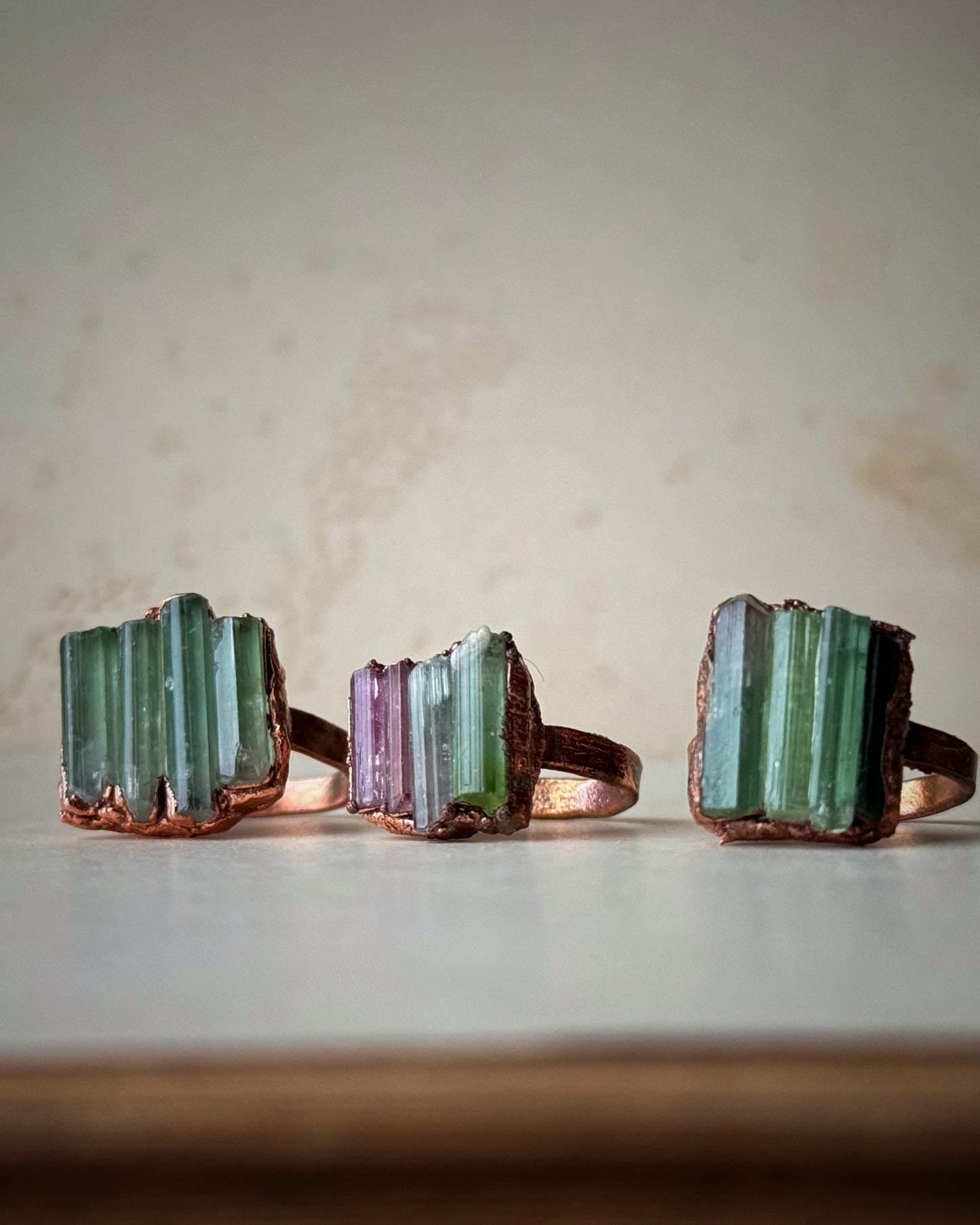 Anello con Tormalina Verde Naturale