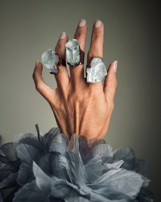 Anelli con acquamarina naturale mis. 4-6-9