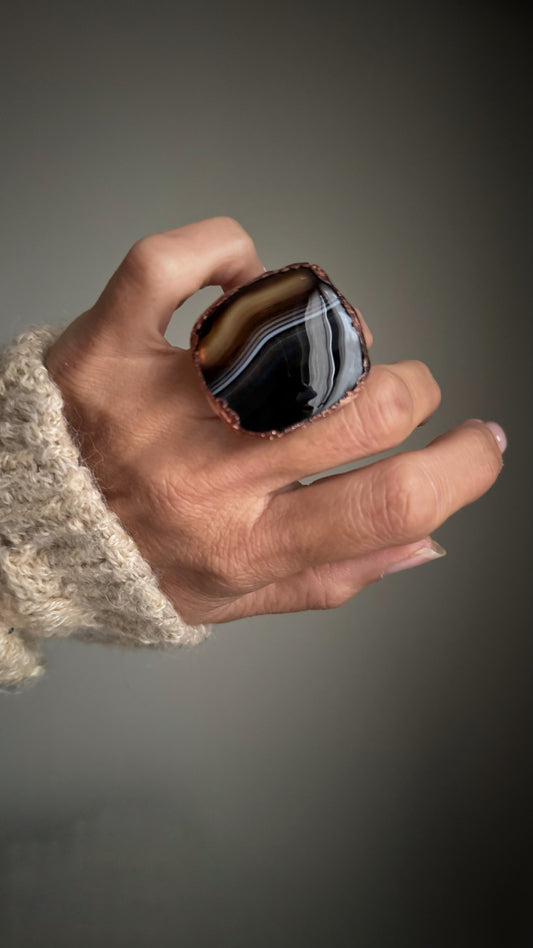 Anello in rame con Agata Botswana mis.7