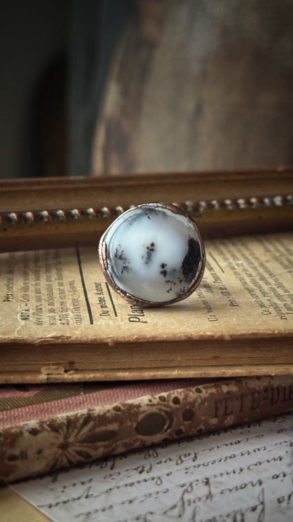 Ring with Dendritic Agate size 9