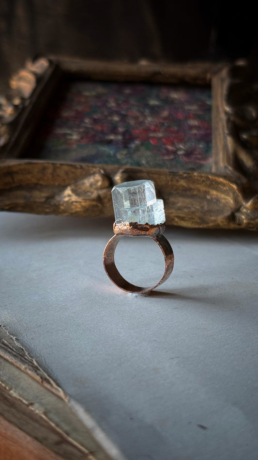 Anello con acquamarina naturale mis. 8