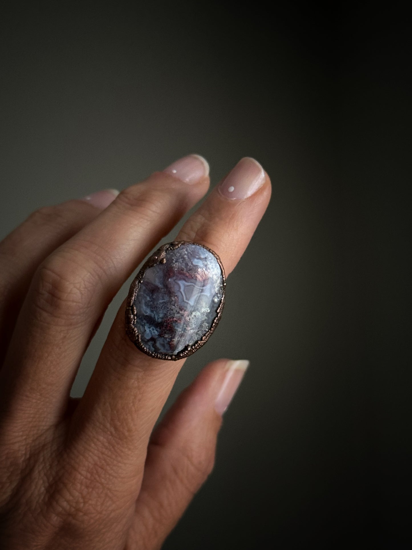 Anello con Agata Muschio mis.6