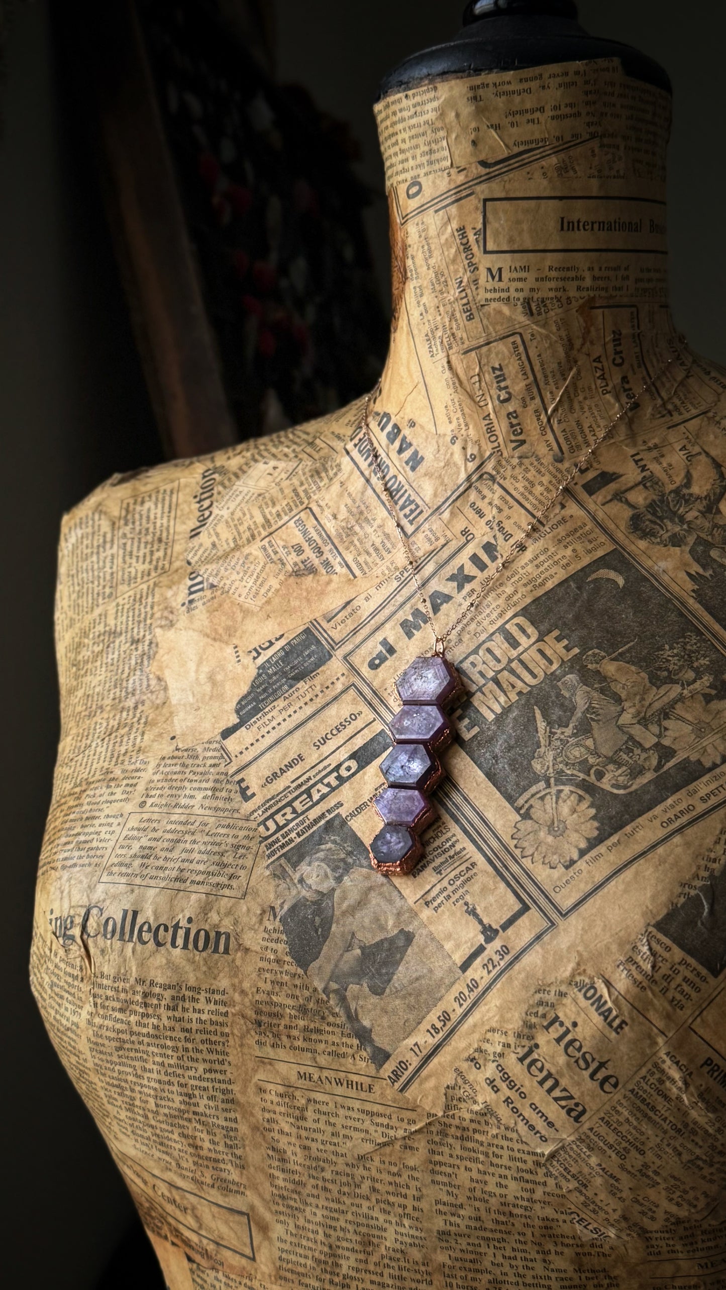 Custom-made copper pendant with ruby root