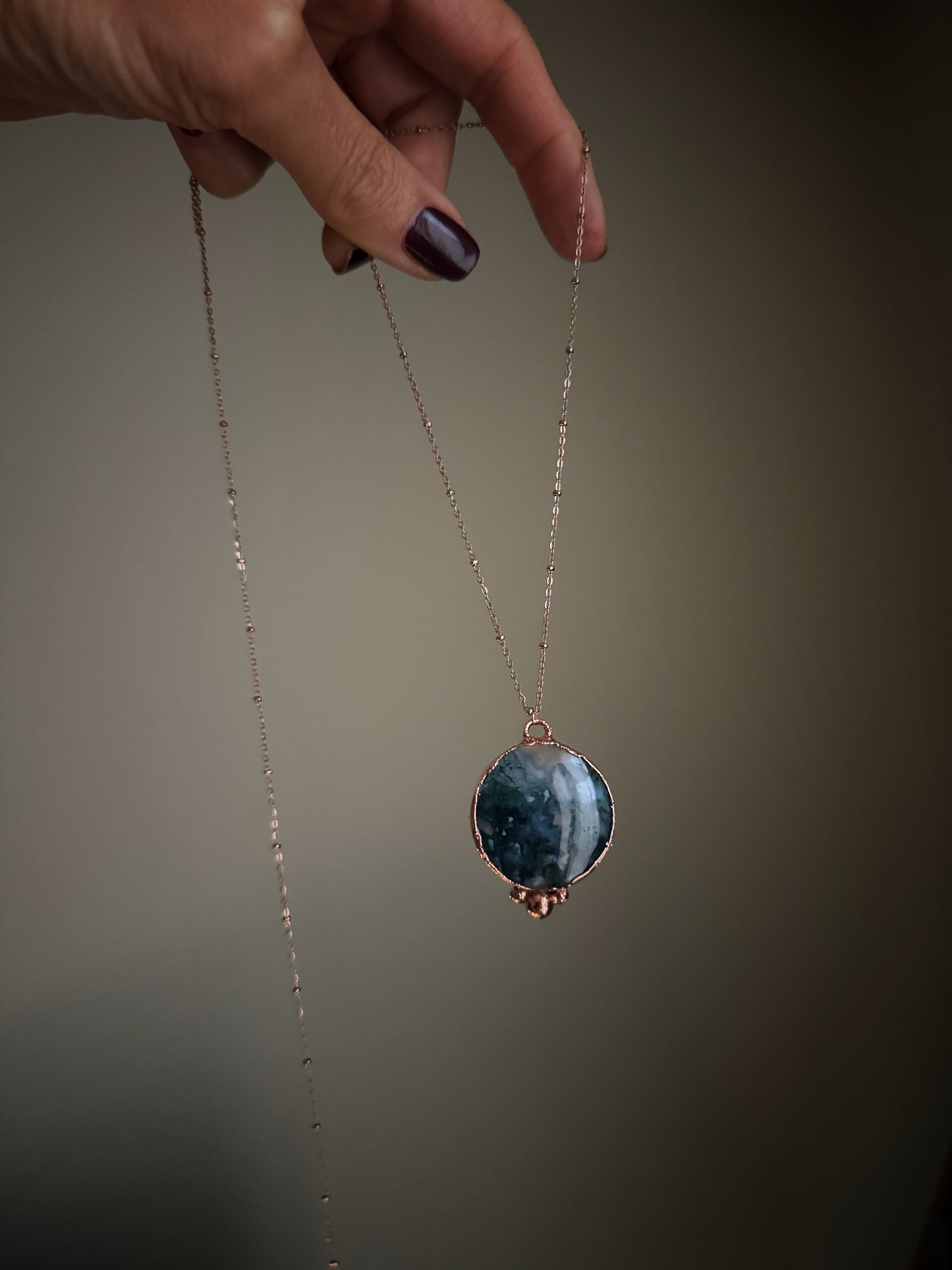 Ciondolo in rame in Agata muschio